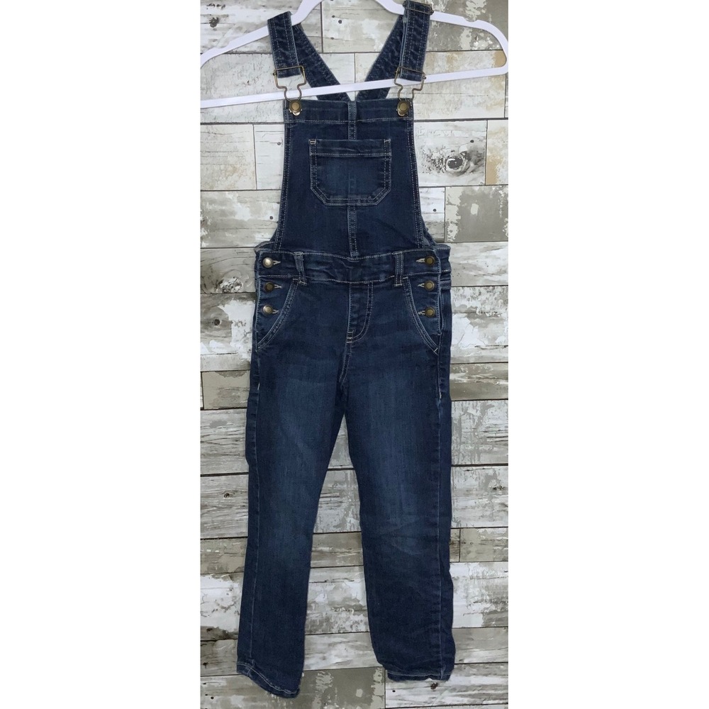 Falls Creek Girls Dark Wash Denim Overalls Skinny Leg Size‎ S (6/6X)